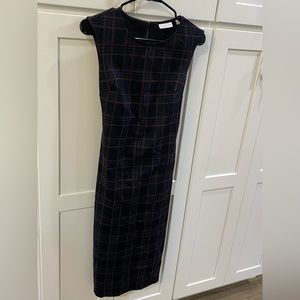 New York & Co. Navy Checkered Sheath Dress Size S